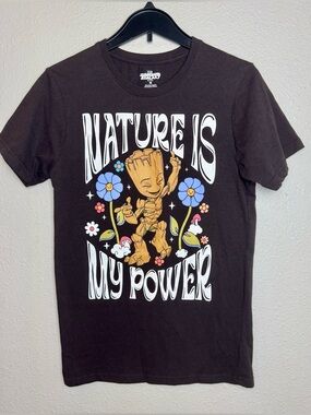 Guardians of the Galaxy Groot T-Shirt Medium Brown Nature is My Power Marvel
